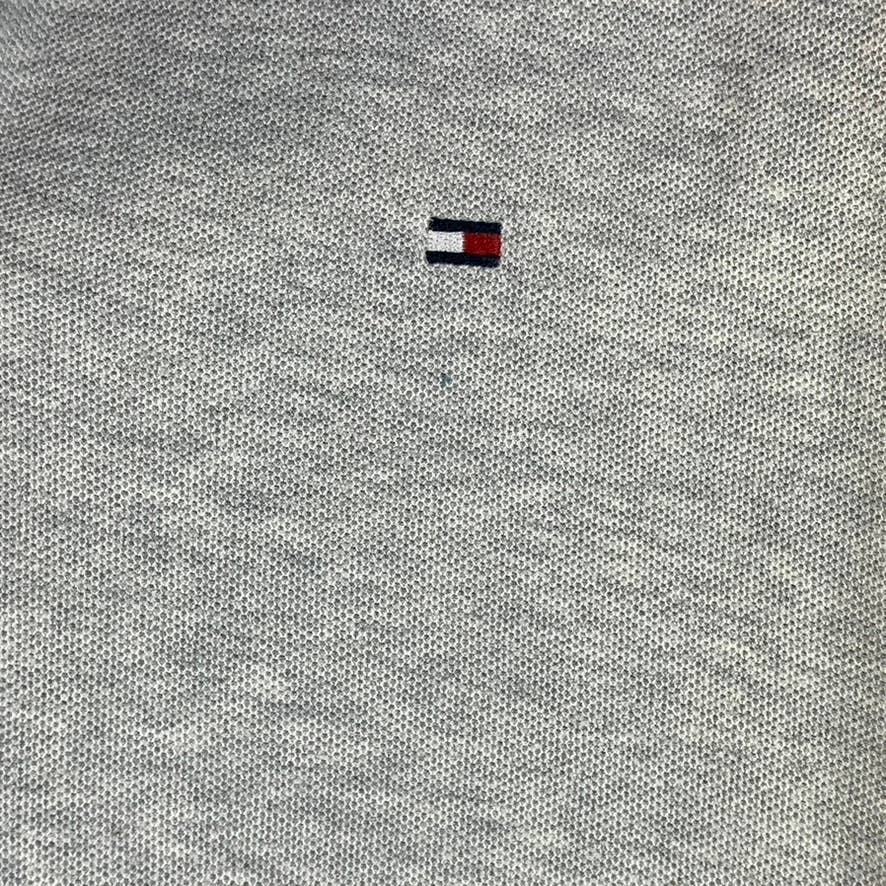 TOMMY HILFIGER Men's Heather Grey Classic-Fit Pique Short-Sleeve Polo Shirt SZ L