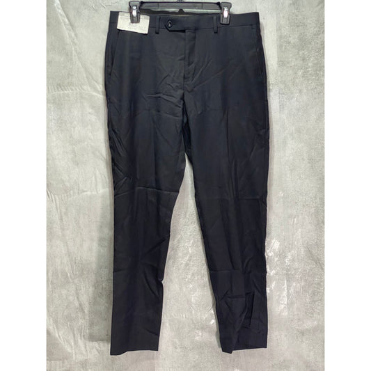 MICHAEL KORS Solid Black Classic-Fit Airsoft Stretch Flat Front Suit Pants SZ 34X30