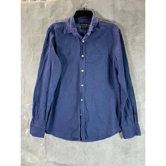 MASSIMO DUTTI Men's Navy Regular-Fit Button-Up Long Sleeve Shirt SZ M