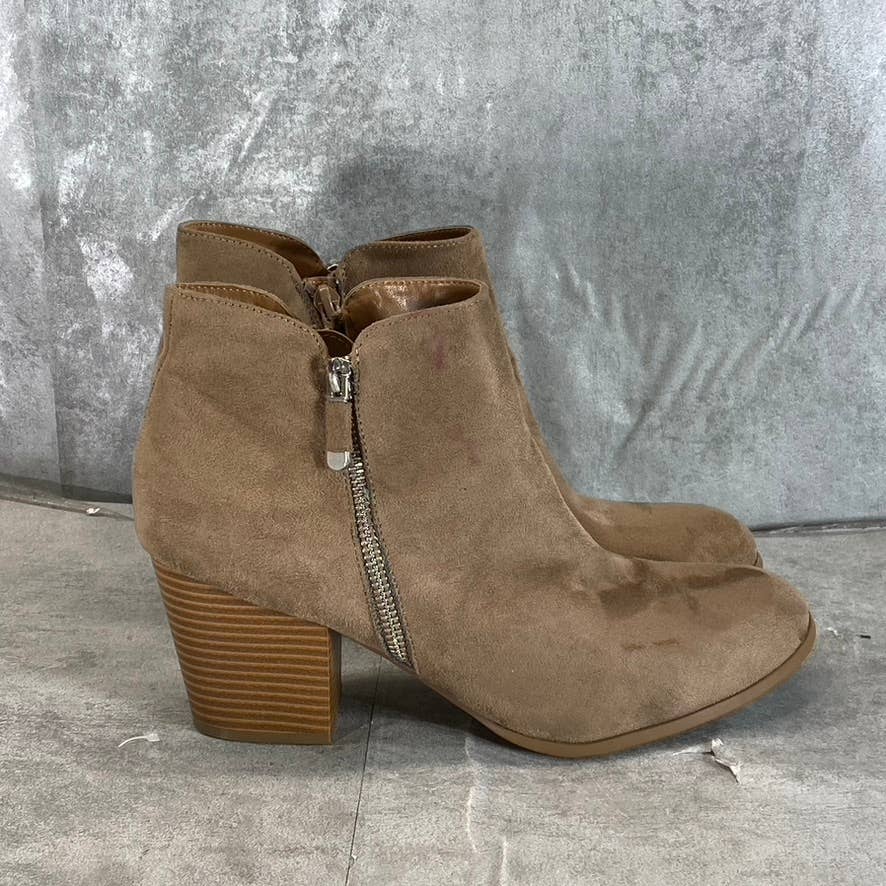 STYLE & CO Women's Taupe Masrinaa Slip-On Block-Heel Ankle Booties SZ 9.5