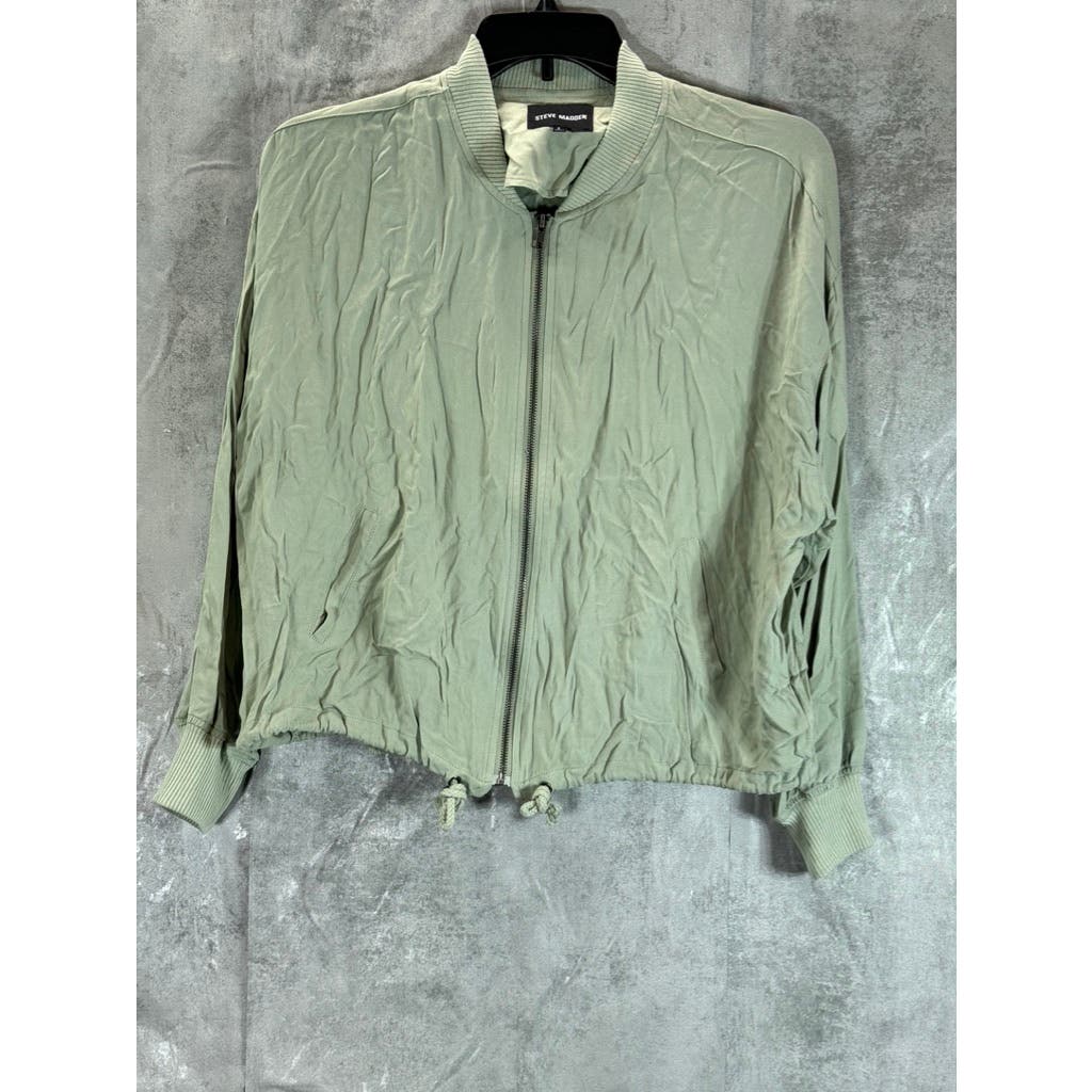 STEVE MADDEN Women's Olive Green Zip-Up Bomber Jacket SZ L