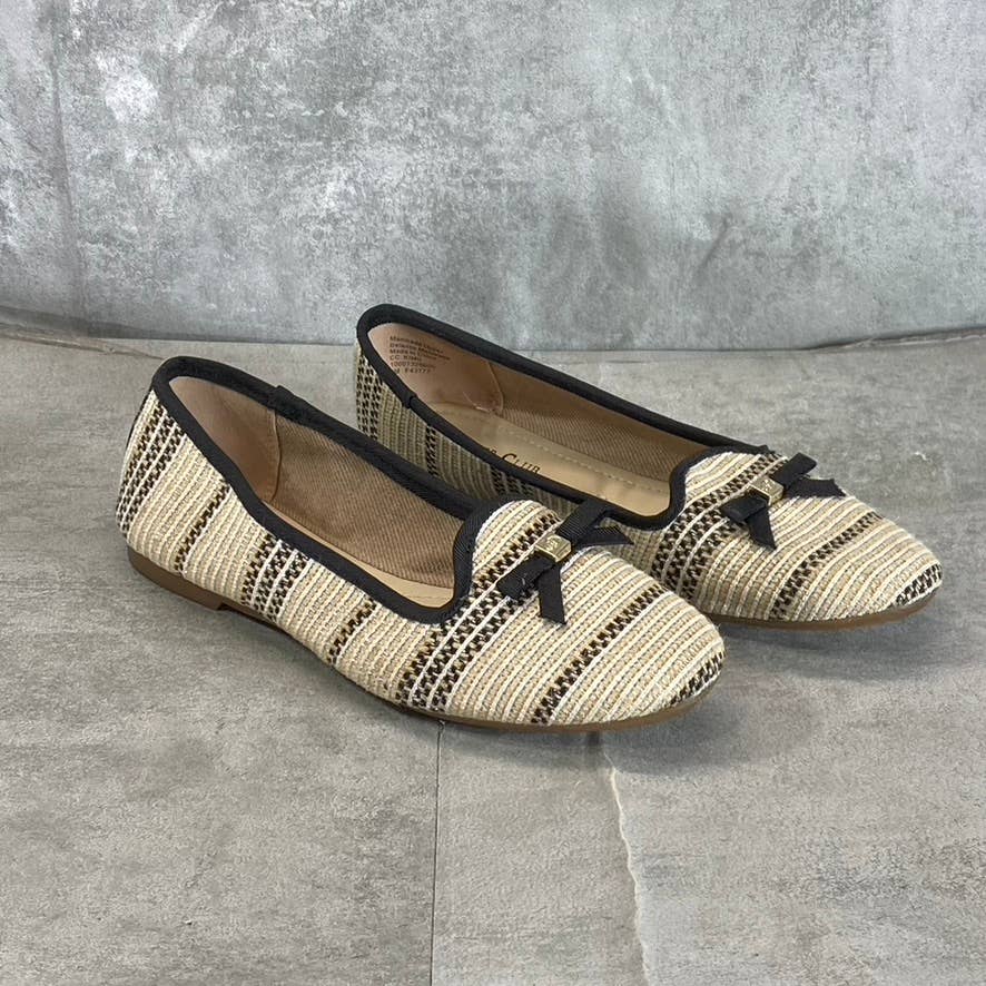 CHARTER CLUB Women's Natural/Black Stripe Kimii Deconstructed Slip-On Flats SZ 6
