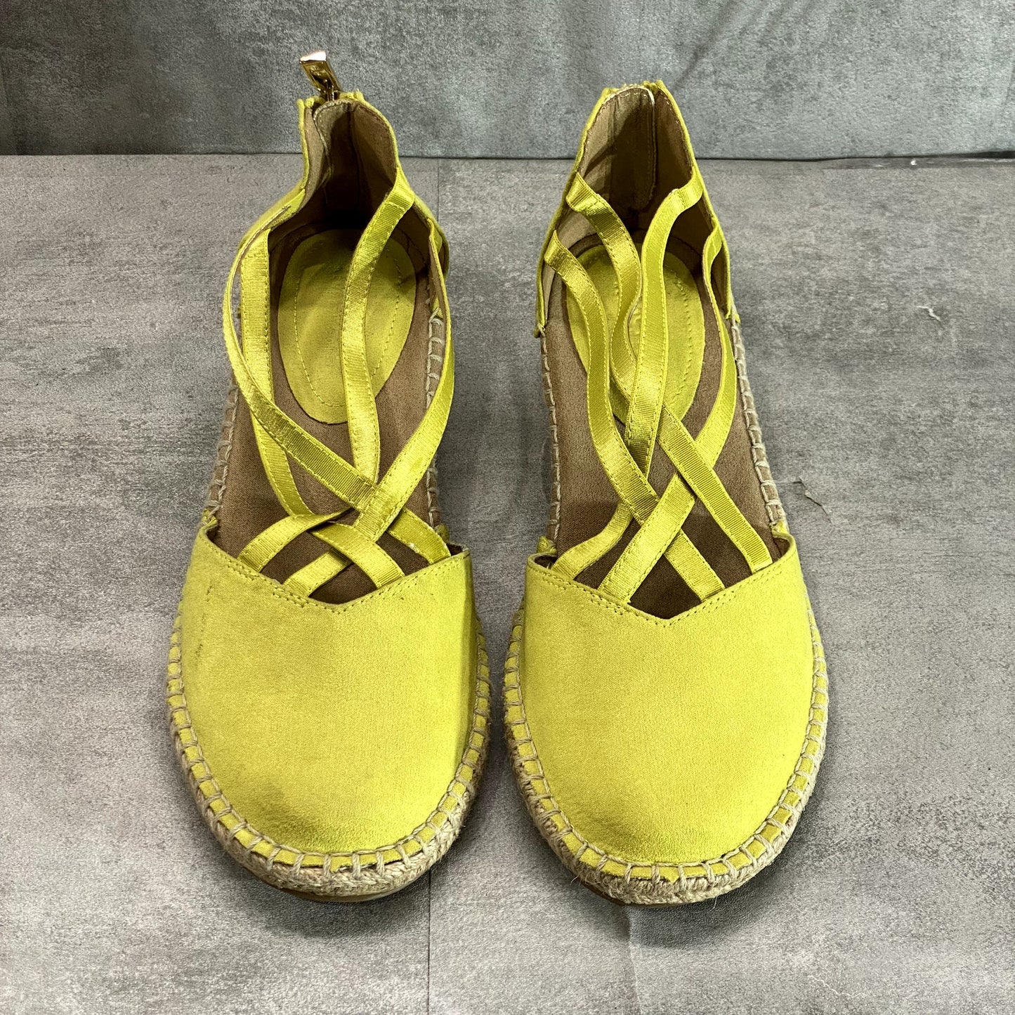 REACTION KENNETH COLE Women's Yellow Clo Elastic Espadrille Wedge Sandals SZ8.5