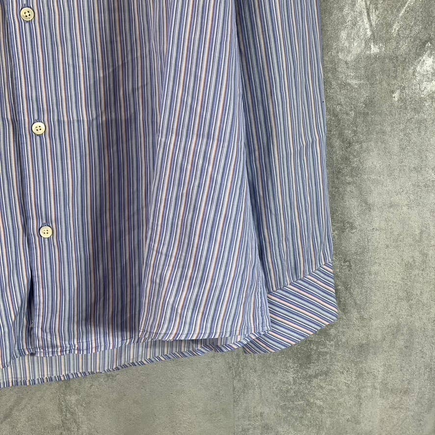 BANANA REPUBLIC Men's Light Blue Pinstripe Classic-Fit Button-Up Shirt SZ L