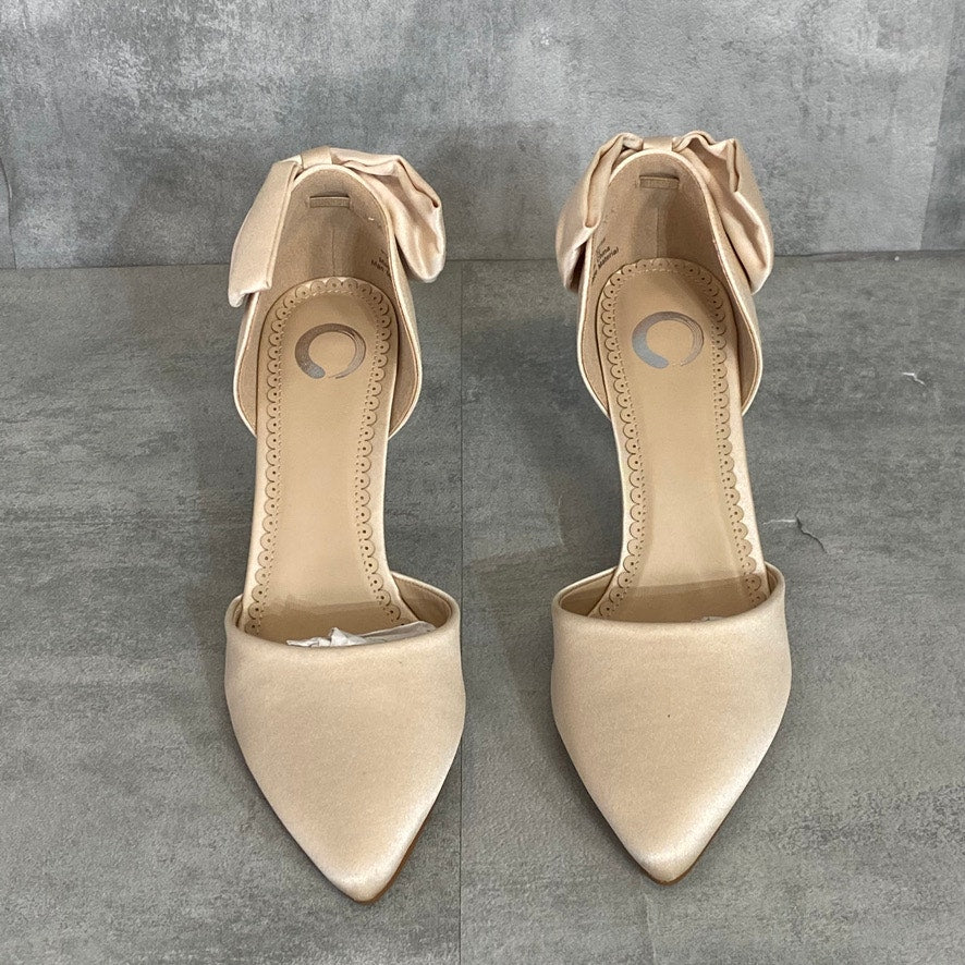 JOURNEE COLLECTION Blush Tanzi Satin Pointed-Toe Slip-On Pumps SZ 7.5