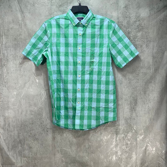 CLUB ROOM Plaid Green/Blue Short Sleeve Button Down Shirt SZ S