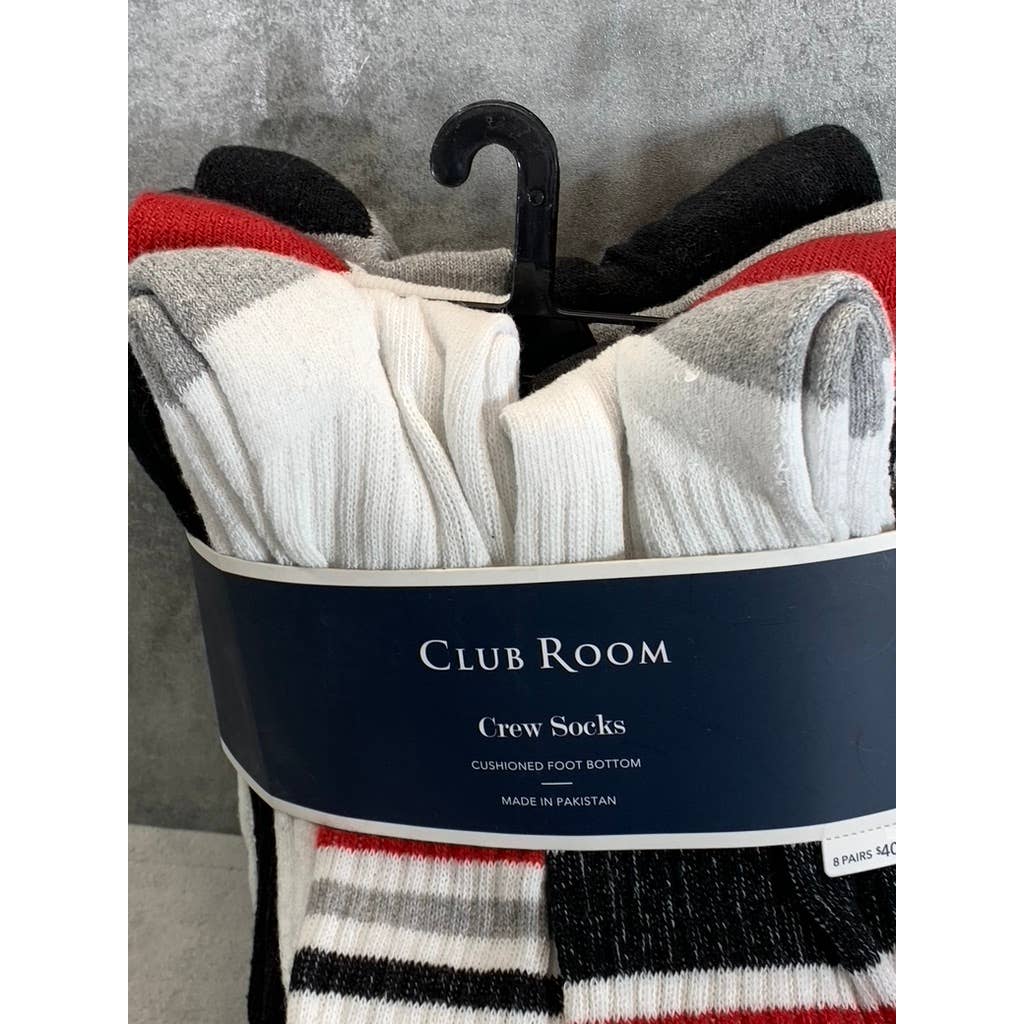 CLUB ROOM Men's Multi Striped 8-Pack Crew Socks SZ 10-13