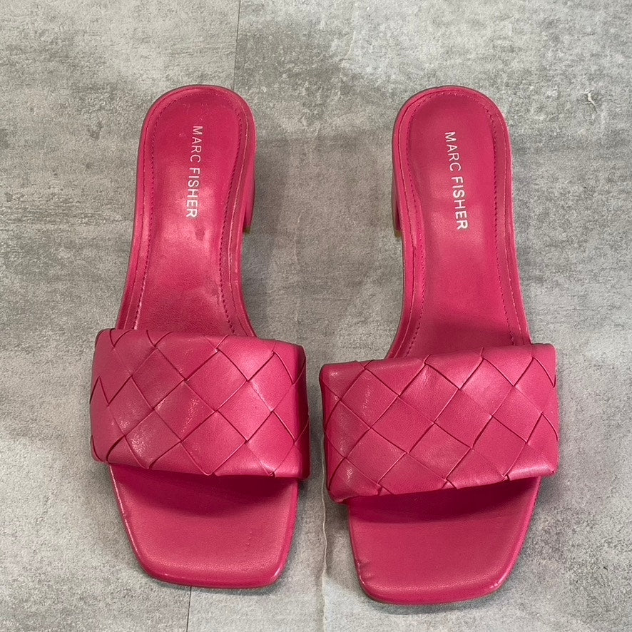 MARC FISHER Women's Pink Casper Weave Square-Toe Slip-On Block-Heel Sandals