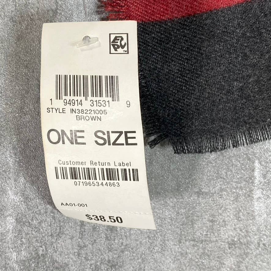 INC INTERNATIONAL CONCEPTS Women's Brown Leopard-Print Striped Wrap SZ OS