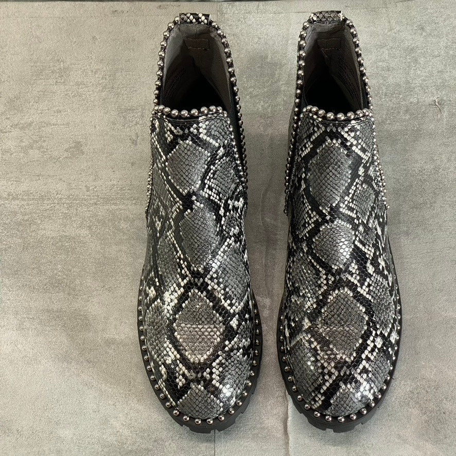 SEVEN DAILS Women's Gray South Ends Studded Round-Toe Slip-On Lug Sole Boots SZ 8.5