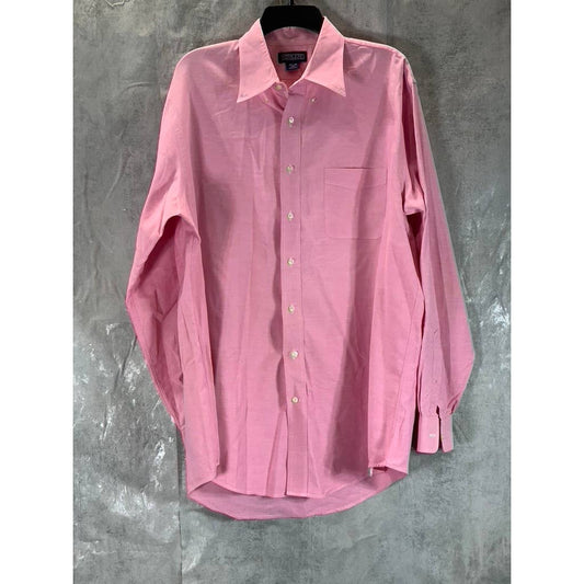 LANDS' END Men's Tall Red Textured Long Sleeve Button Up Dress Shirt SZ 16.5-36
