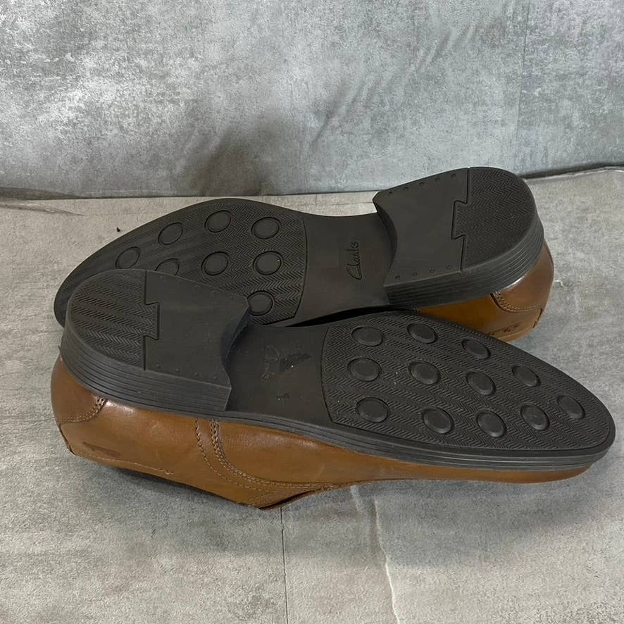 CLARKS Collection Men's Dark Tan Leather Whiddon Step Slip-On Loafers SZ 9.5