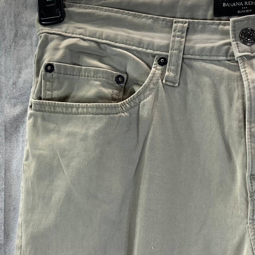 BANANA REPUBLIC Men's Sunwashed Taupe Sueded Slim-Fit Stretch Pants SZ 30X30