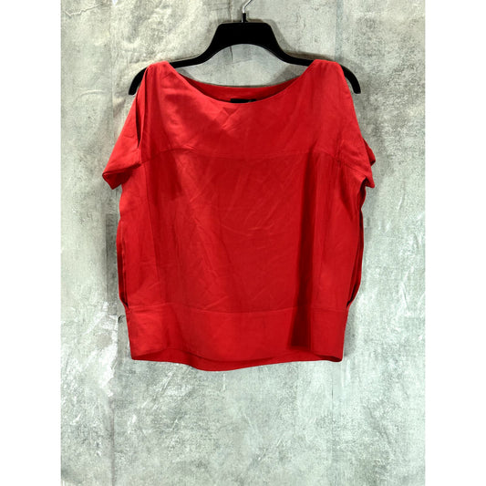 ADOLFO DOMINGUEZ Women's Red Cutout Short Sleeve Boatneck Top SZ 4