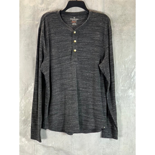 AMERICAN EAGLE OUTFITTERS Men's Charcoal Active Flex Henley T-Shirt SZ L