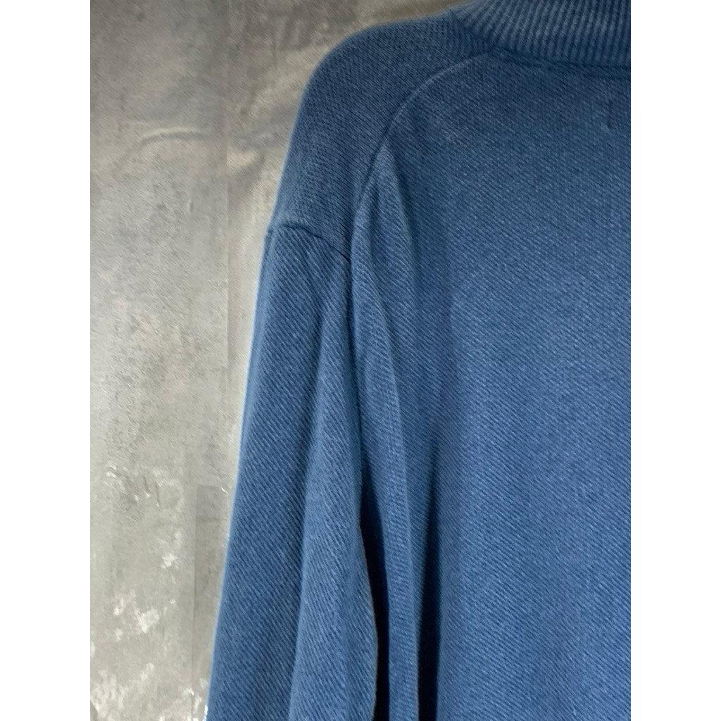 CLUB ROOM Men's Navy Blue Quarter-Zip Stand-Collar Textured Cotton Sweater SZ2XL