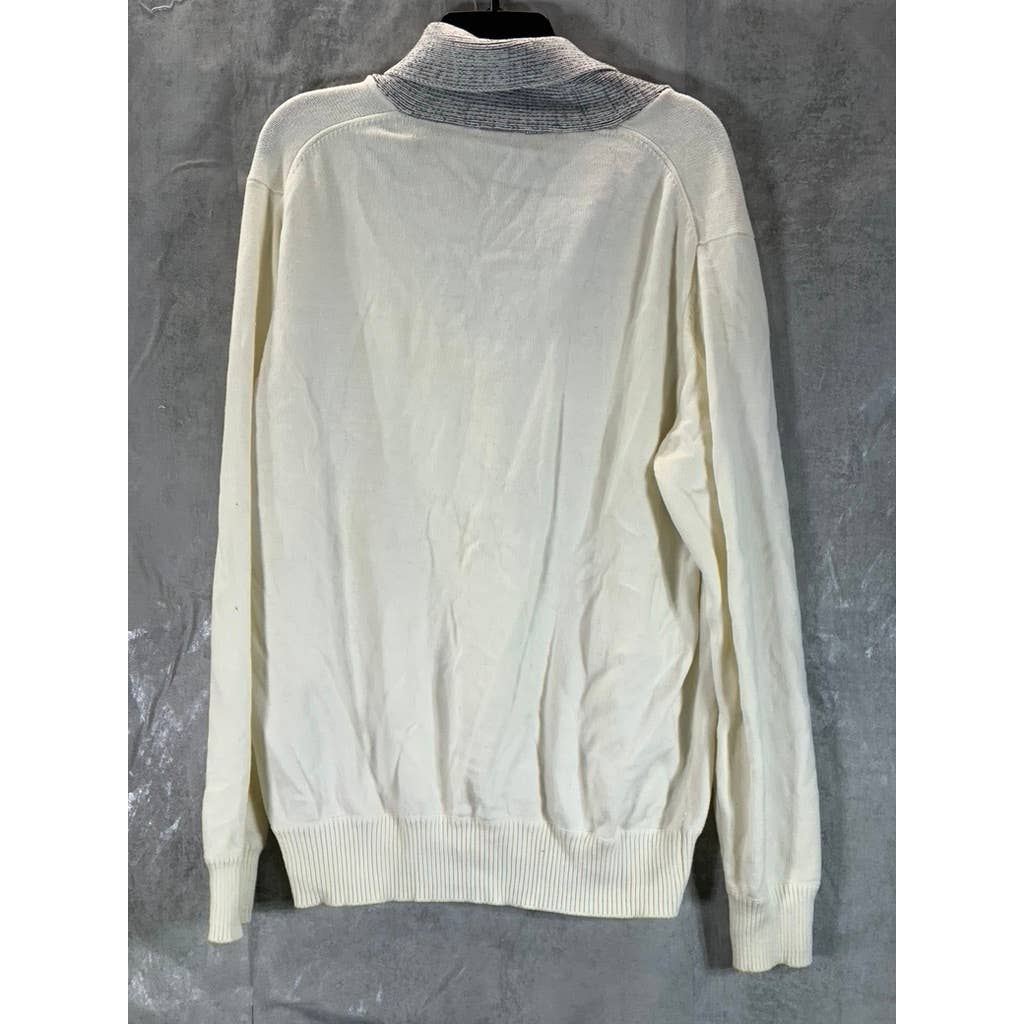 SEAN JOHN Men's Cream/Gray Shawl-Collar Pullover Sweater SZ XL