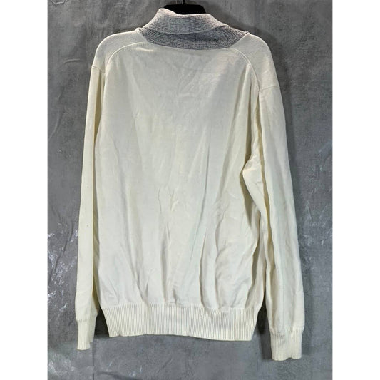 SEAN JOHN Men's Cream/Gray Shawl-Collar Pullover Sweater SZ XL