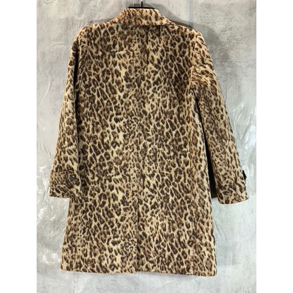 J.CREW Women's Snow Leopard Wool-Blend Double Leopard Topcoat SZ 2