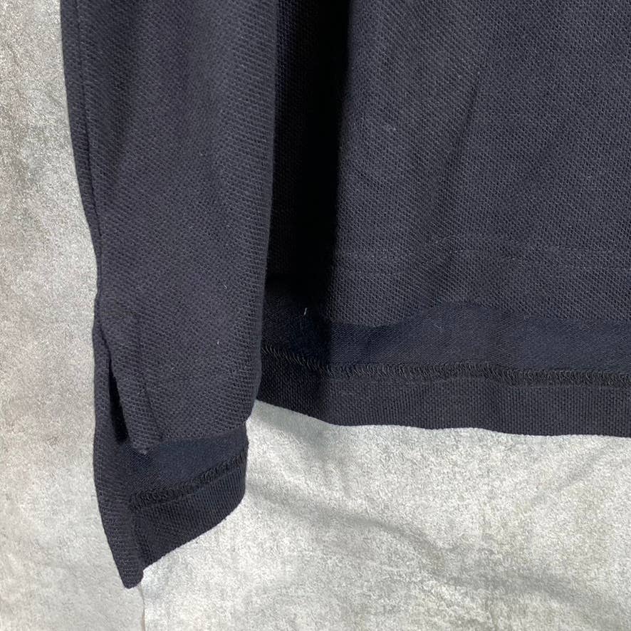LANDS END Men's Black Solid Regular Short-Sleeve Polo Shirt SZ L