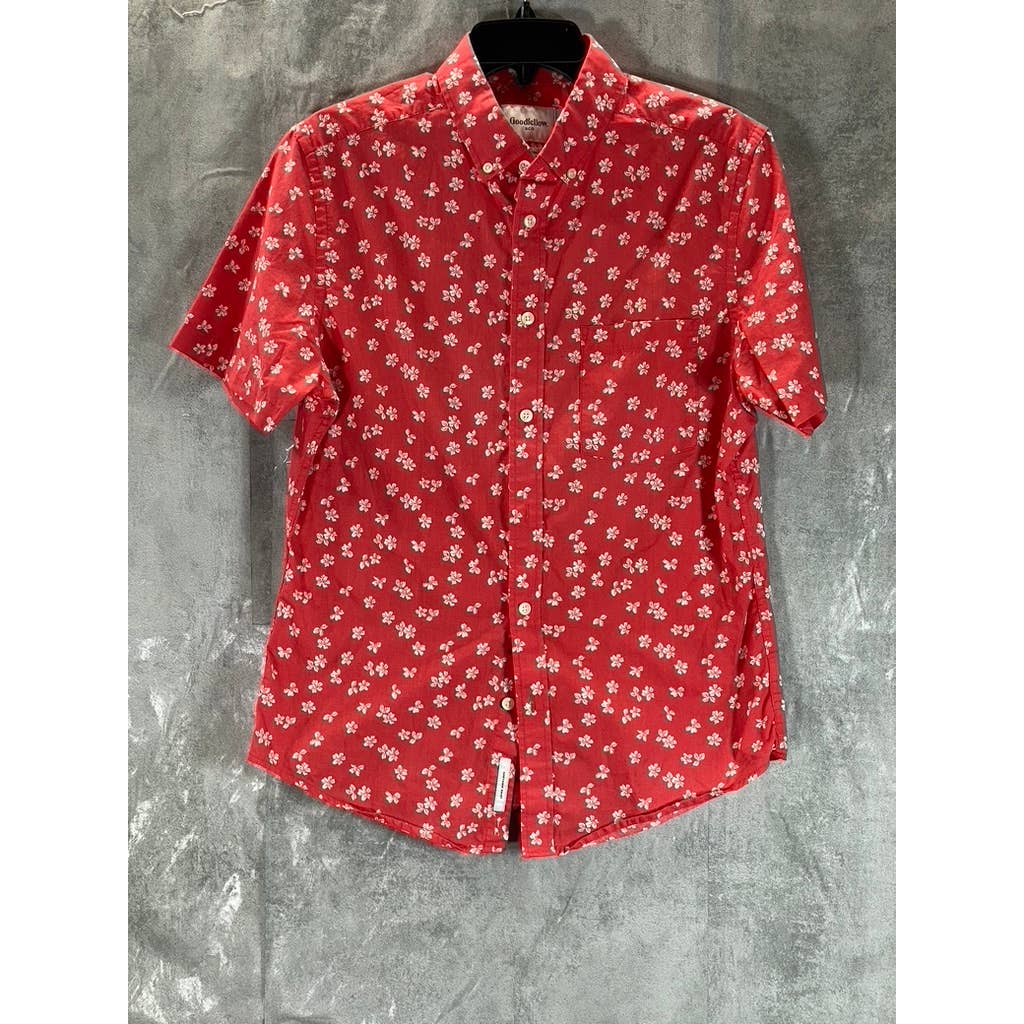 GOODFELLOW & CO Men's Red Floral Slim-Fit Northrip Button-Up Shirt SZ M