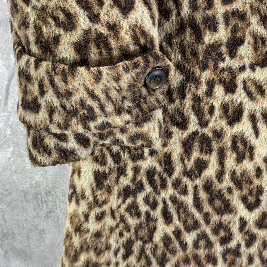 J.CREW Women's Snow Leopard Wool-Blend Double Leopard Topcoat SZ 2