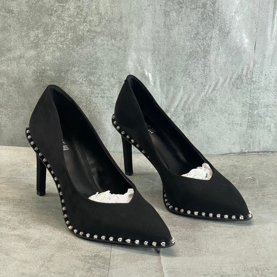 BAR III Women's Black Micro Binsa Ball-Chain Trim Pointed-Toe Pumps SZ 7