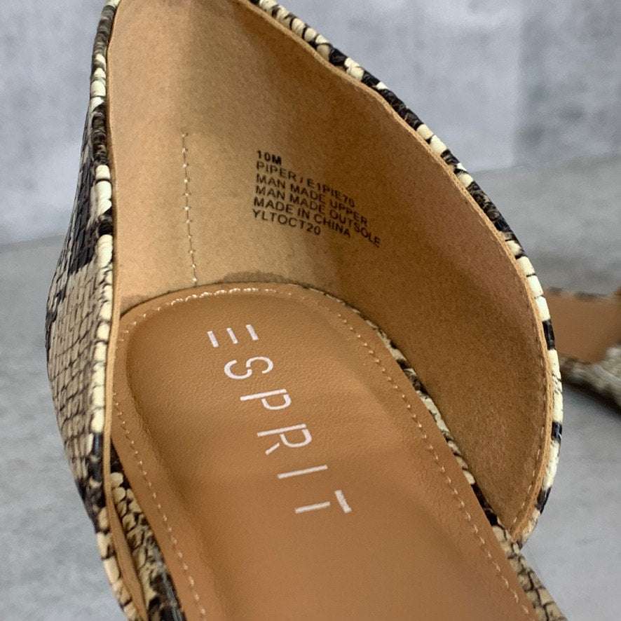 ESPRIT Natural Snake Piper Almond-Toe Slip-On Flats SZ 10