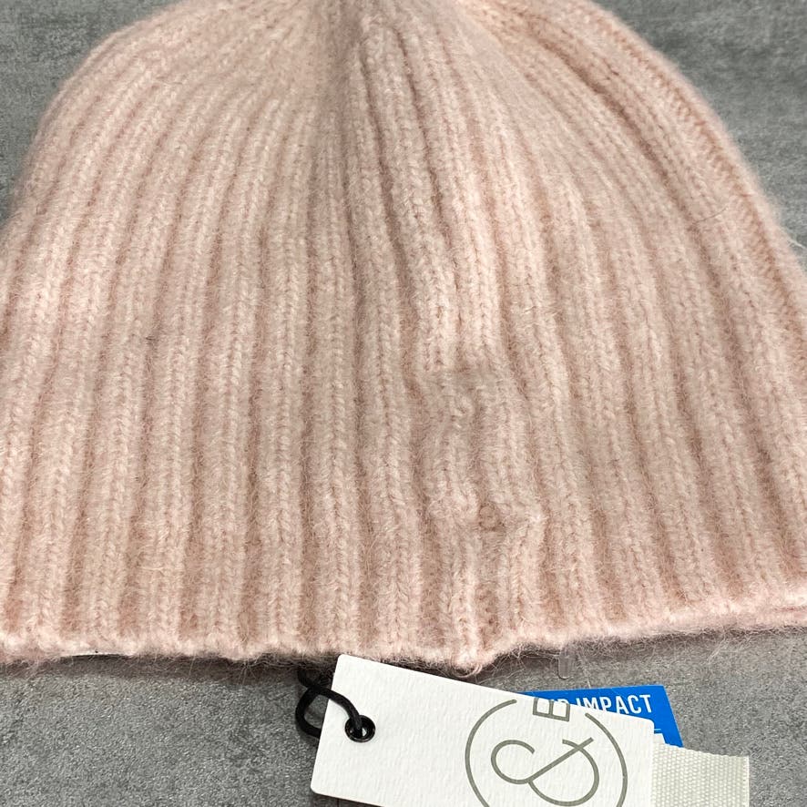 TEASURE & BOND Blush Ribbed Knit Beanie Hat SZ OS