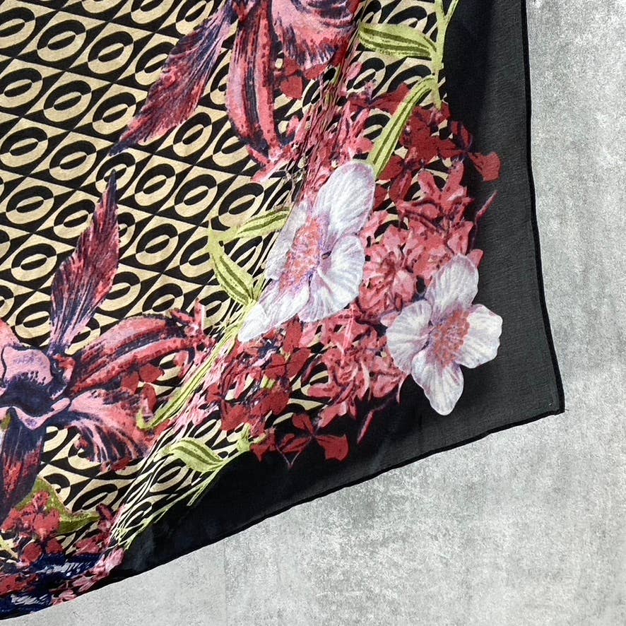 GIANI BERNINI Women's Brown Floral-Print Square Loop Scarf SZ OS