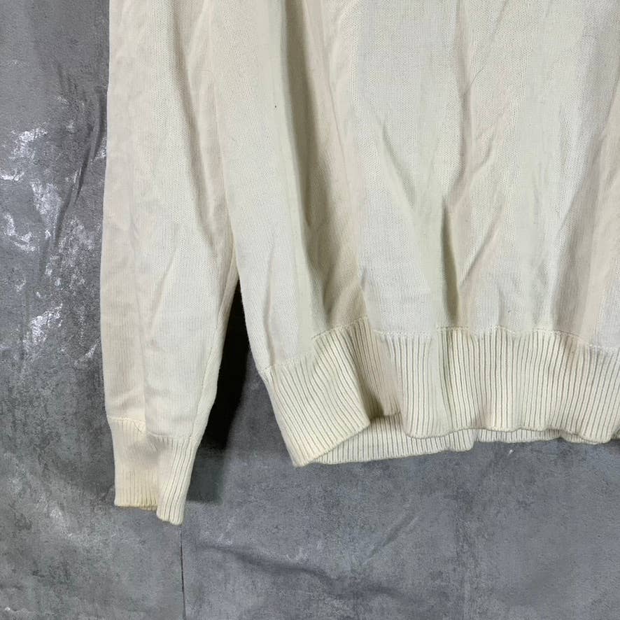 SEAN JOHN Men's Cream/Gray Shawl-Collar Pullover Sweater SZ XL