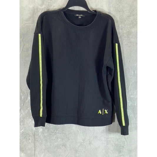 A|X ARMANI EXCHANGE Women's Black Striped Crewneck Pullover Sweatshirt SZ XL