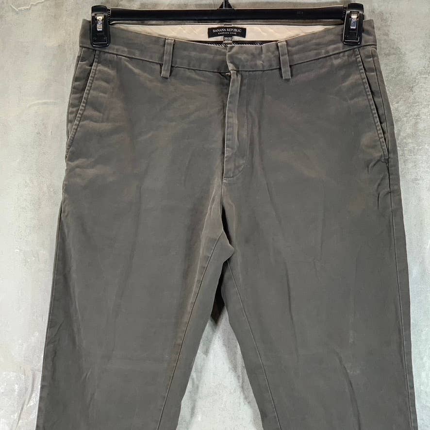 BANANA REPUBLIC Men's Gray Straight-Fit Emerson Stretch Chino Pants SZ 33X32