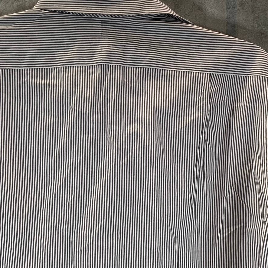 PAUL FREDRICK Men's Blue Pinstripe Button-Up Long-Sleeve Dress Shirt SZ 15.5-32