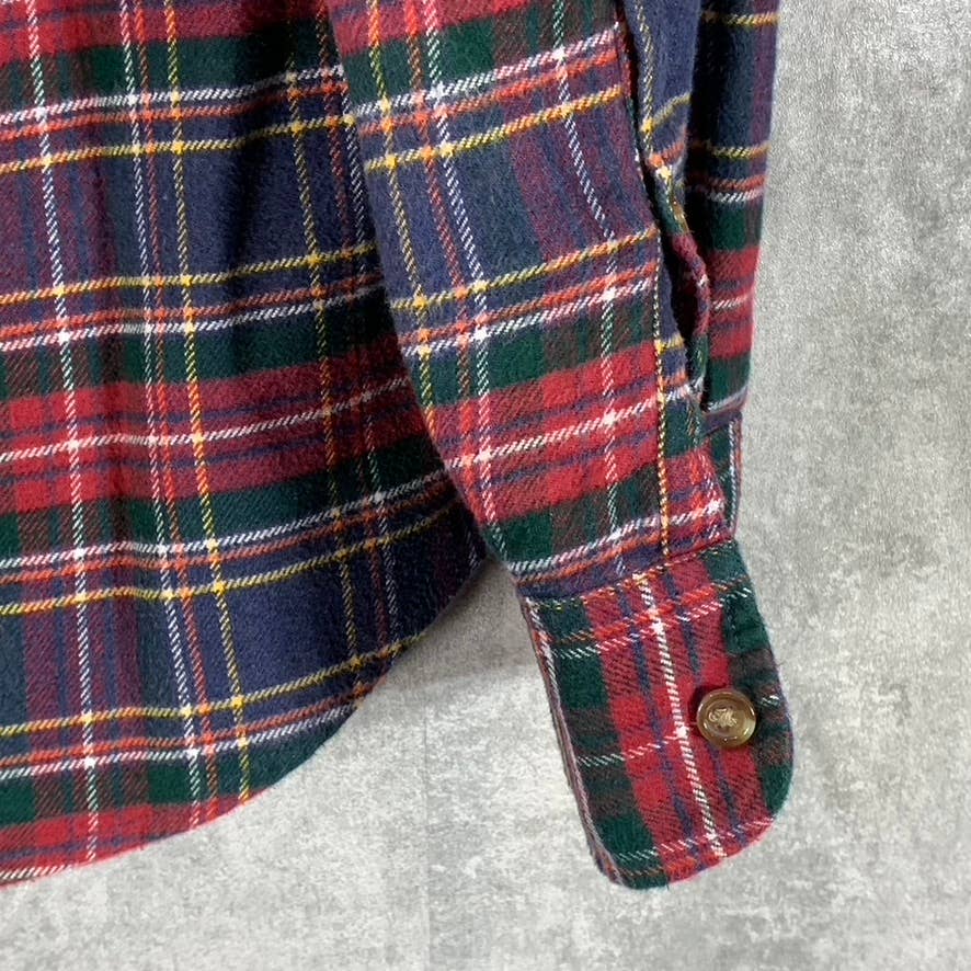 J.CREW Men's Multicolor Plaid Slim-Fit Elbow Patch Button-Up Flannel Shirt SZ S