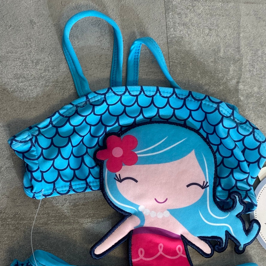 KOALA KIDS Infant Blue Scale Print Mermaid One-Piece Pull-On Swimsuit SZ 9-12M