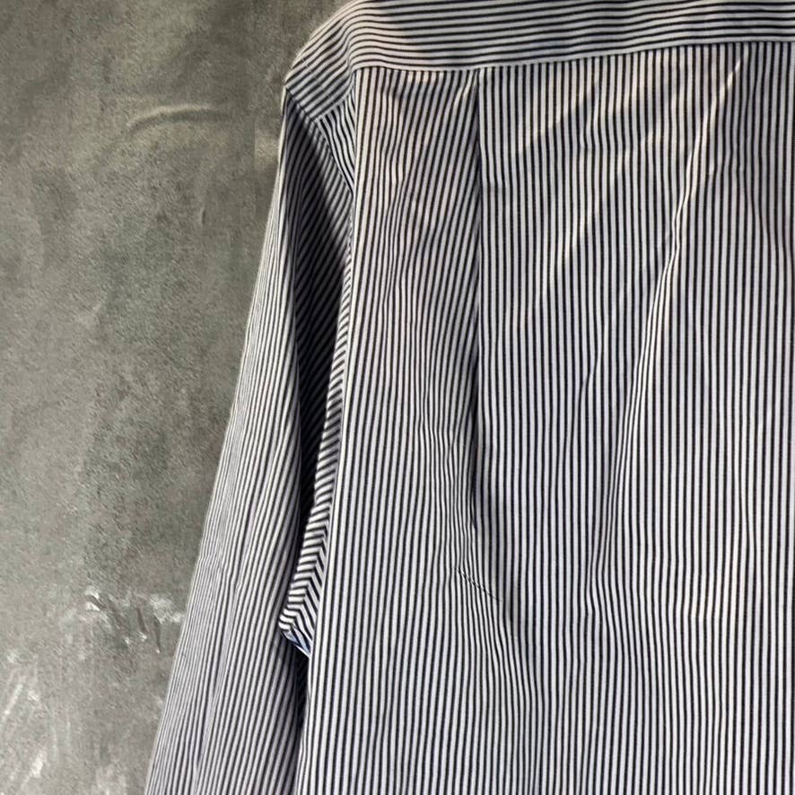 PAUL FREDRICK Men's Blue Pinstripe Button-Up Long-Sleeve Dress Shirt SZ 15.5-32