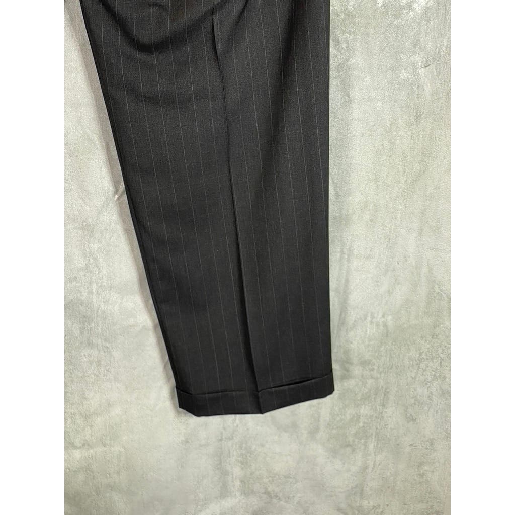 GIORGIO ARMANI Men's Charcoal Pinstripe Flat-Front Pants SZ 54(US 38R)