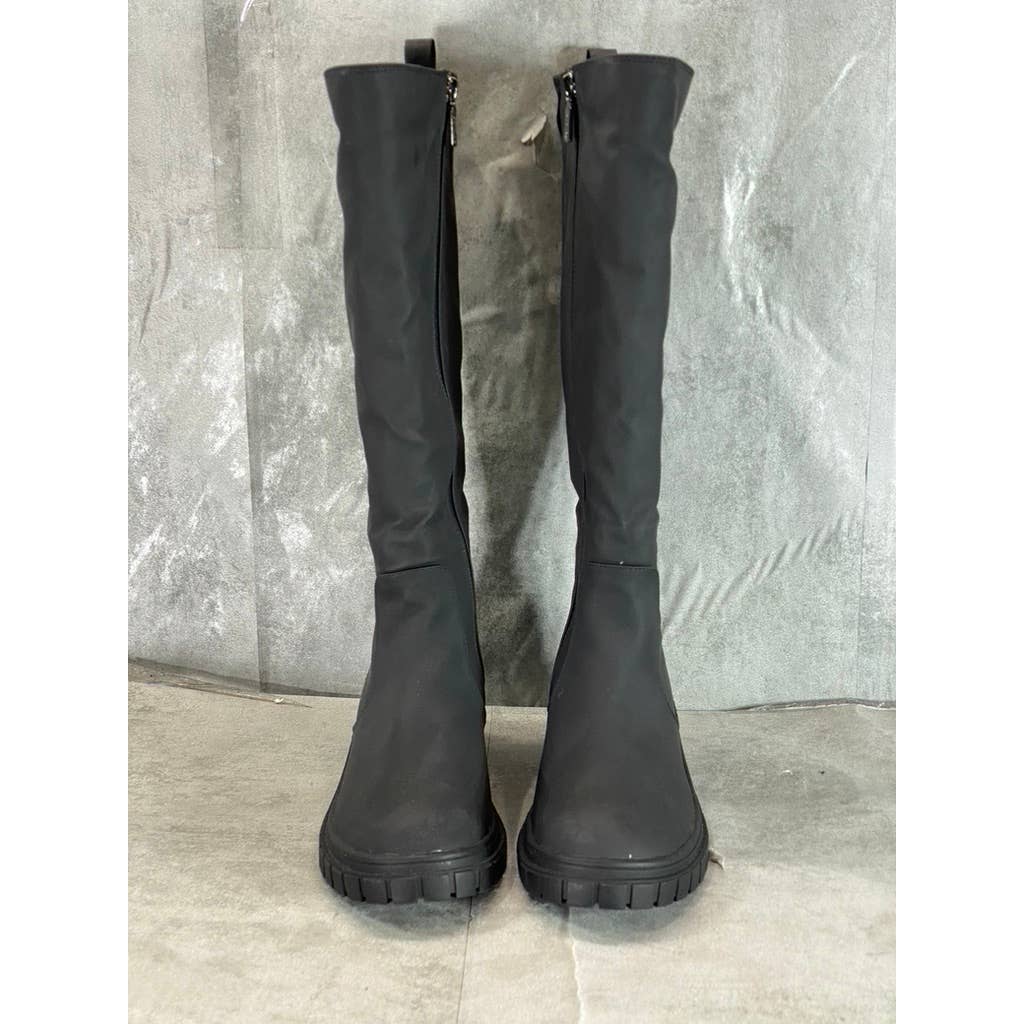 AQUA COLLEGE Women's Black Paz Faux-Leather Waterproof Riding Boots SZ 8