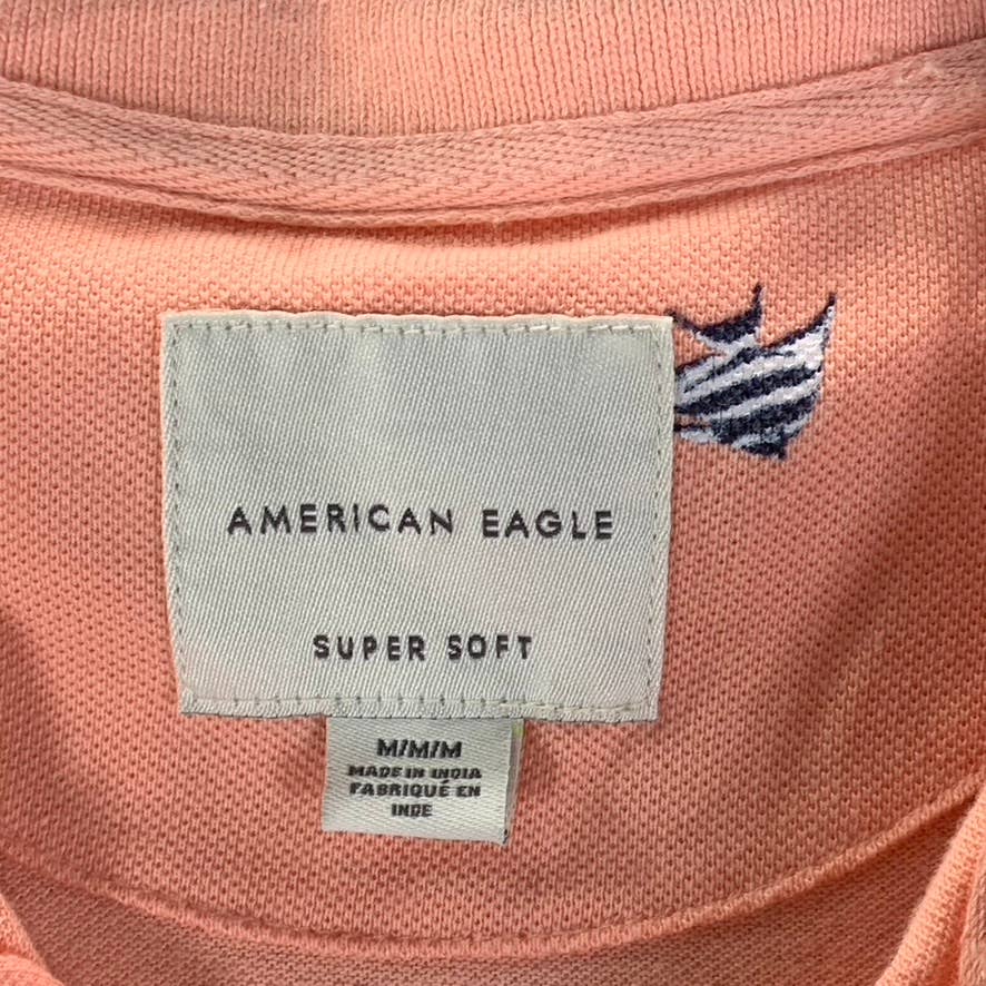AMERICAN EAGLE AE Men's Coral Super Soft Printed Short Sleeve Polo Shirt SZ M