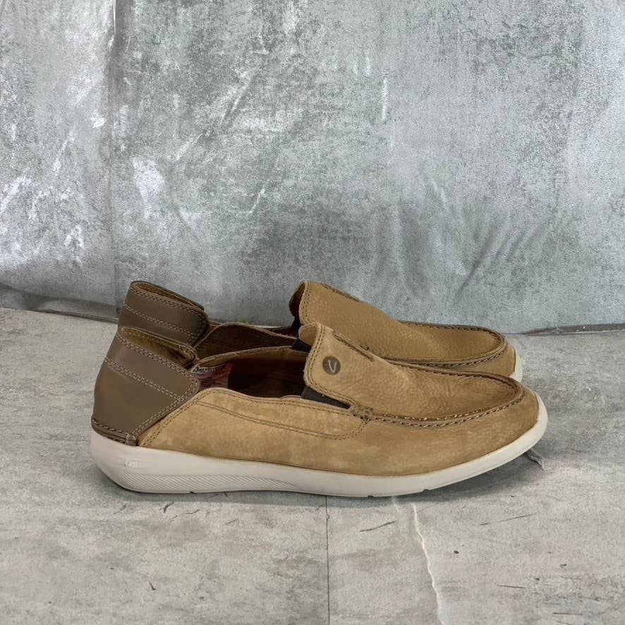 CLARKS Collection Men's Dark Sand Nubuck Leather Gorwin Step Slip-On Loafers SZ8