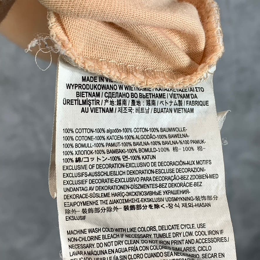 VANS Men's Beige Embroidered Detail Crewneck Long Sleeve T-Shirt SZ XS