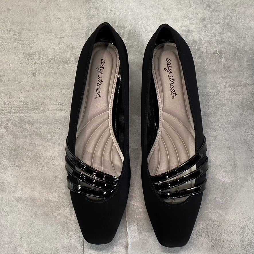 EASY STREET Women's Black Suede Entice Square-Toe Block-Heel Slip-On Pumps SZ8.5