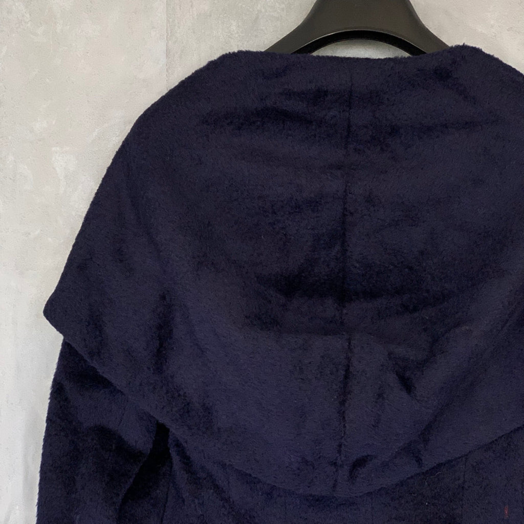 TRINA TURK Navy Grace Hooded Two-Button Belted Alpaca Coat SZ 6
