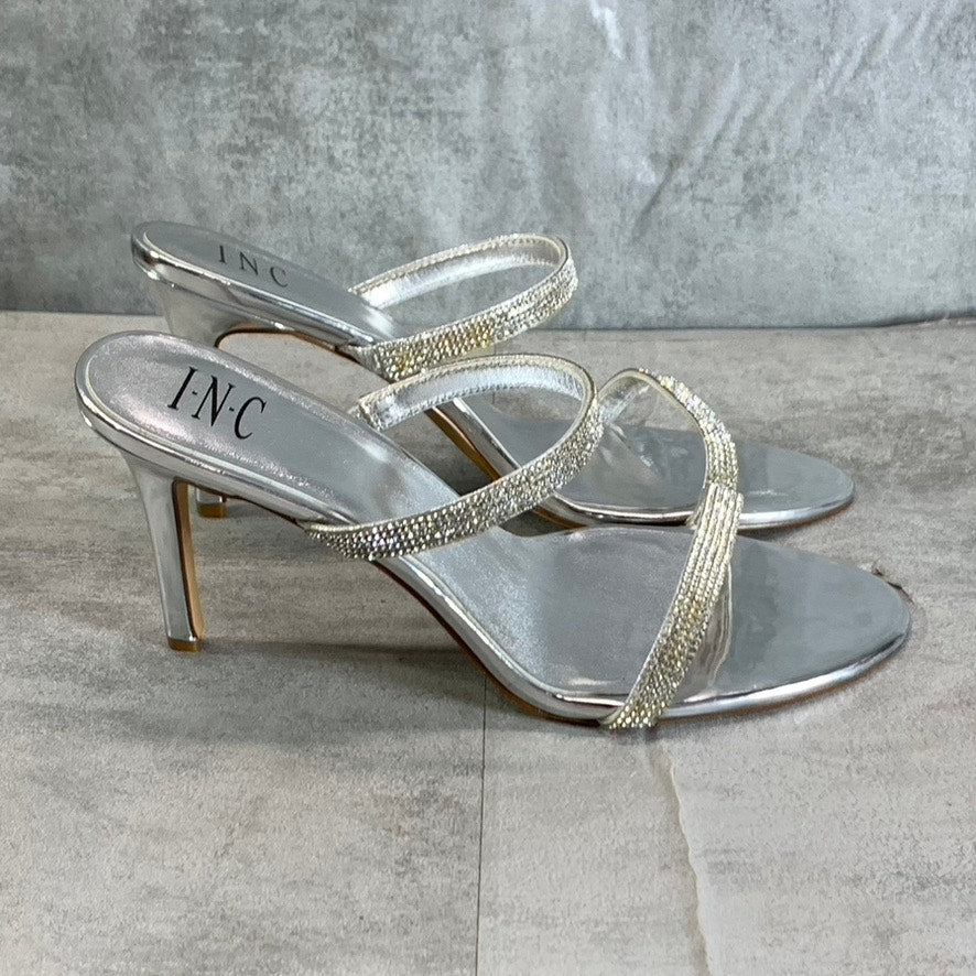 INC INTERNATIONAL CONCEPTS Women's Silver Rhinestone Embellished Lucena Dress Sandals SZ 10