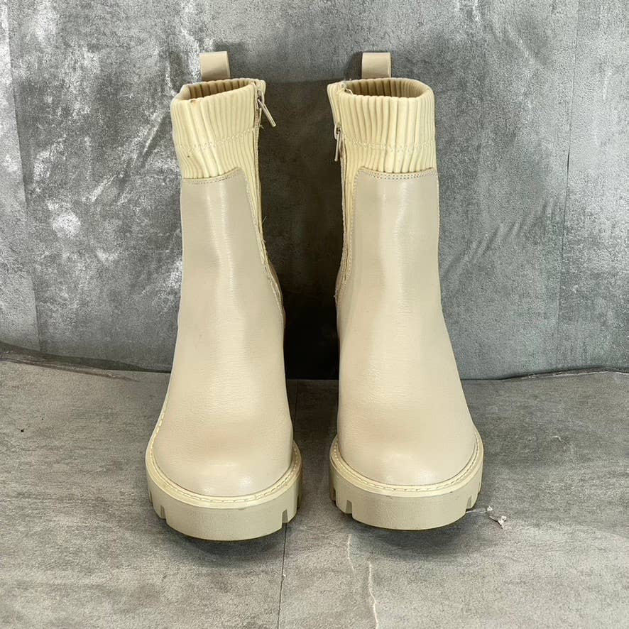 BAR III Women's Smooth Versuz Sock Lug-Sole Block-Heel Side-Zip Boots SZ 9