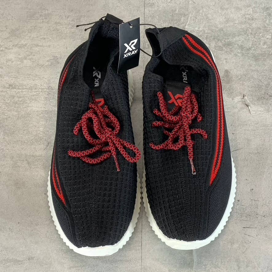 XRAY FOOTWEAR Men's Black/Red Knit Breathable Niko Lace-Up Sneakers SZ 8.5
