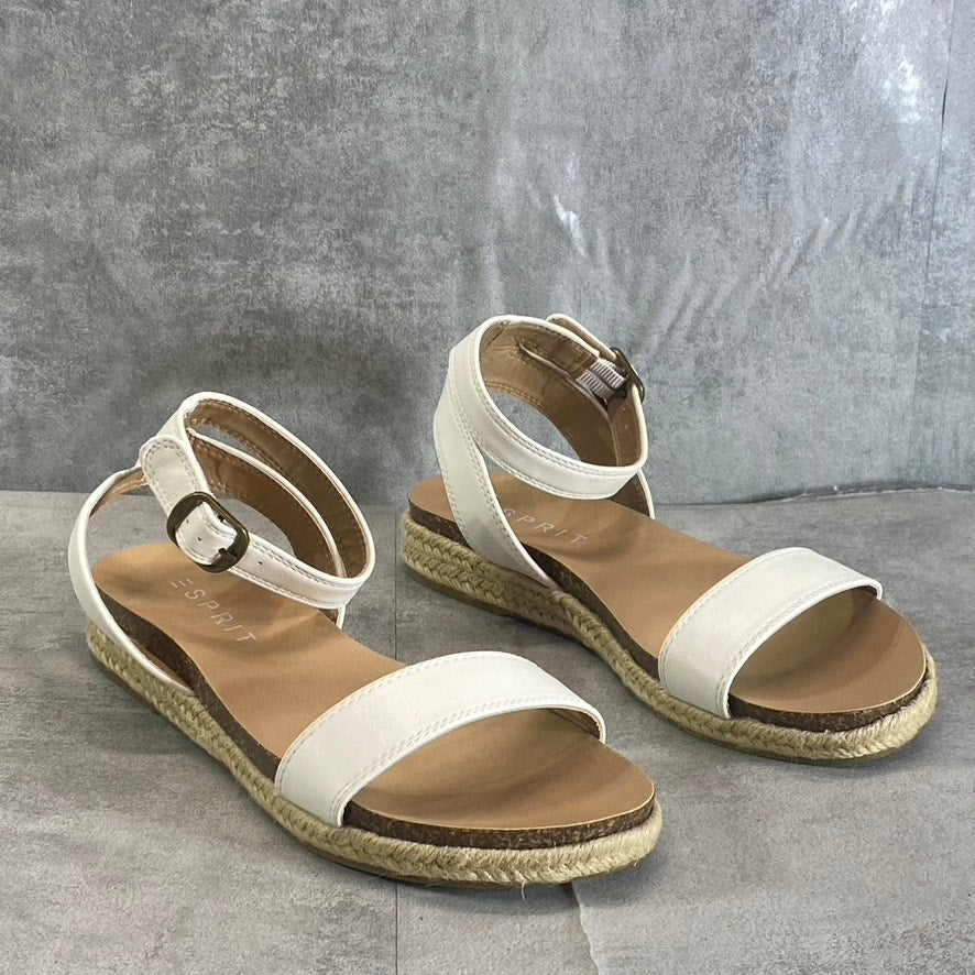ESPRIT Women's Off White Jenna Ankle-Strap Cork Espadrille Wedge Sandals SZ 8