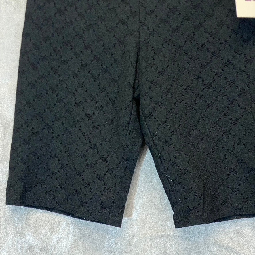 OPEN EDIT Women's Black Lace Pull-On Bike Shorts SZ S