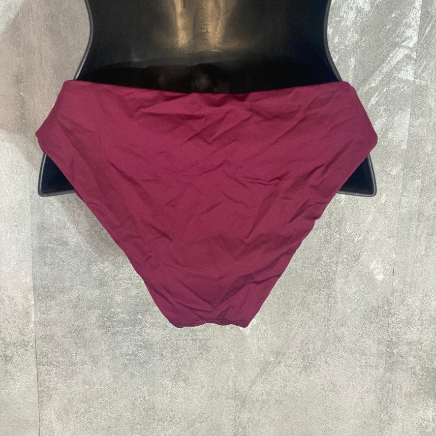 MOSSIMO Burgundy Sea Side Embroidered Moderate Coverage Bikini Bottom SZ S